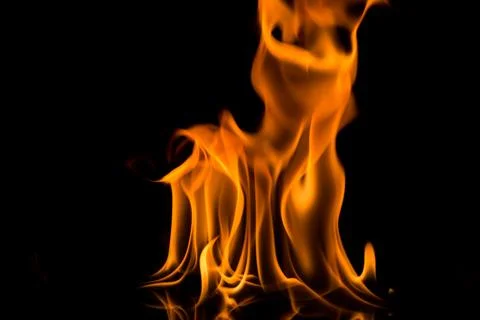 Nature Fire flames on black background. Freeze motion of Red-Yellow fire fl.. Stock Photos