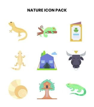 Nature Flat Graphics Icons Pack 스톡 일러스트