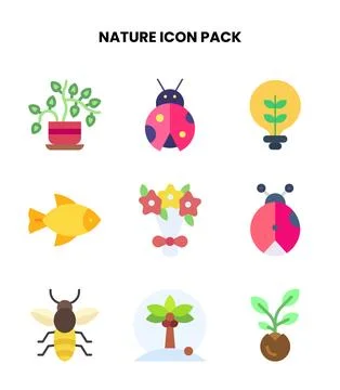 Nature Flat Graphics Icons Pack Stock Illustration