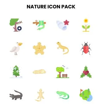 Nature Flat Icons Pack 스톡 일러스트