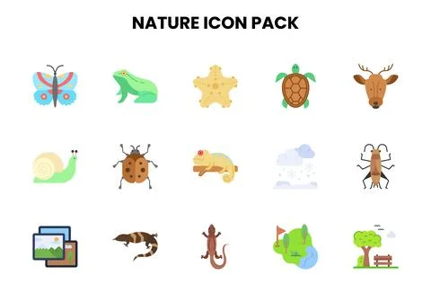 Nature Flat Set Icons Pack Stock-Illustration