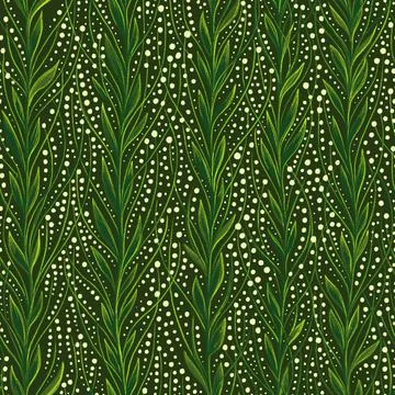 Nature floral seamless pattern with green leaves and white flowers Stock Illustration
