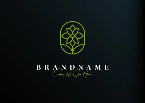Nature flower logo design. Vector illustration of Nature green flower monolin 스톡 일러스트