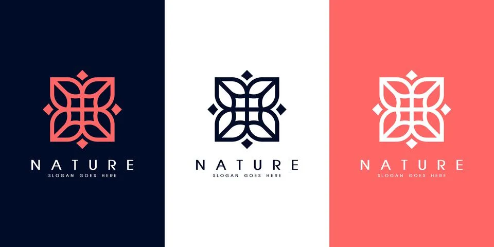 Nature flower logo premium vector Stock Illustration