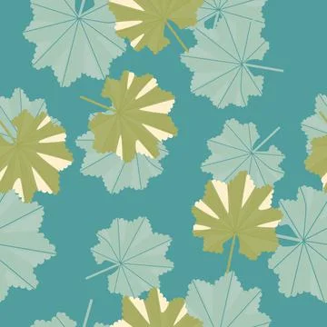 Nature foliage seamless pattern with random tropic leaves shapes. Turquoise b Stock Illustration