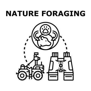 Nature foraging animals researching explorer concept Stock Illustration