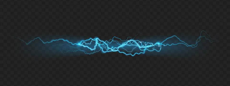 Nature force effect of powerful charge lightning with sparks. EPS 10 Stock Illustration