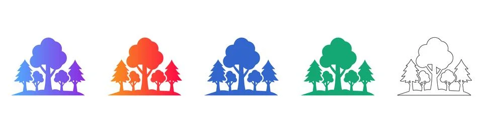Nature Forest Ecosystem Icon Set Stock Illustration