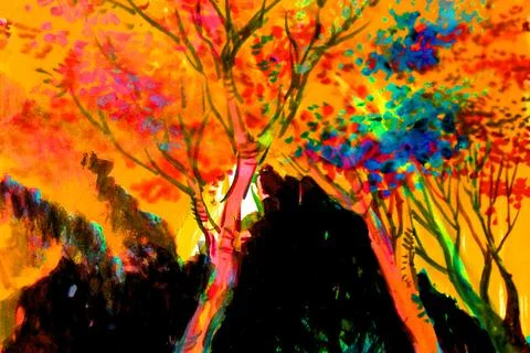Nature Forest on Mountain Abstract Texture on Surface Illustrazione stock