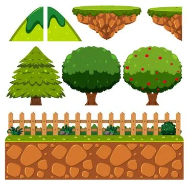Nature Game Element on White Background Stock Illustration