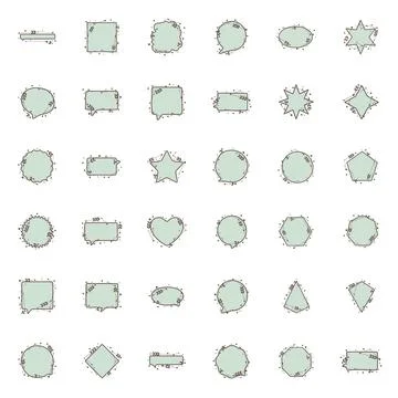 Nature geometric frames with leaves made from lines and dots in hand drawn st Stock Illustration