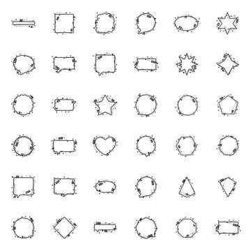 Nature geometric frames with leaves made from lines and dots in hand drawn st Stock Illustration