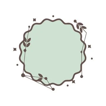 Nature geometric frames with leaves made from lines and dots in hand drawn st Stock Illustration