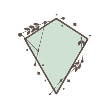 Nature geometric frames with leaves made from lines and dots in hand drawn st Stock Illustration