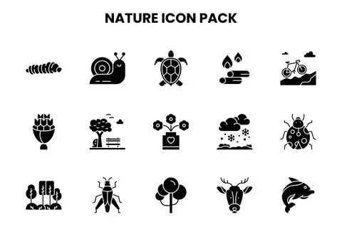 Nature Glyph Bundle Icons Pack Stock-Illustration