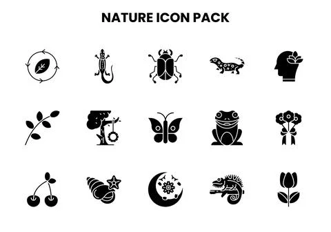 Nature Glyph Icons Pack Stock-Illustration