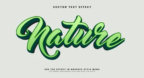 Nature green 3d editable text effect Template Illustrazione stock