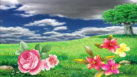 Nature, Green Grass, Flowers Stock Footage 45950317