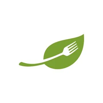 Nature Green Leaf Fork Icon Vector Logo Template Illustration Design Stock Illustration