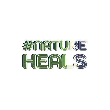 NATURE HEALS isolated display type artwork with accent color glow shadow Stock Illustration