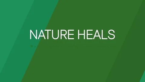 NATURE HEALS isolated typography mask on white with studio style gray drop shado Stock Illustration