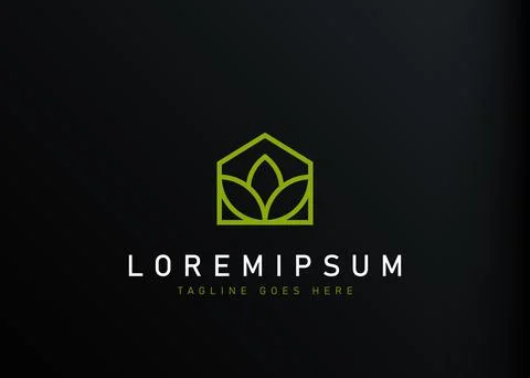Nature house logo design. Vector illustration of lotus and house linear for f 스톡 일러스트
