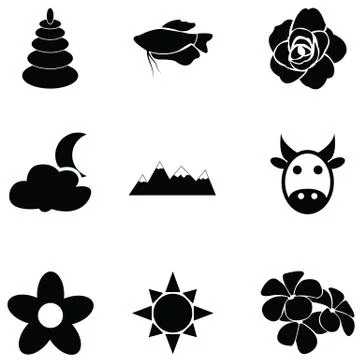 Nature icon set Stock Illustration