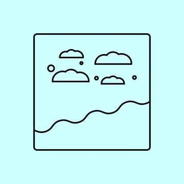 Nature icon vector design. Landscape symbol, Clouds, and sea beach wave Stock Illustration