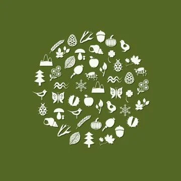 Nature icons in circle Stock Illustration