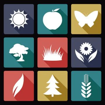 Nature icons Stock Illustration