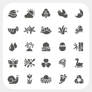 Nature icons set Stock Illustration