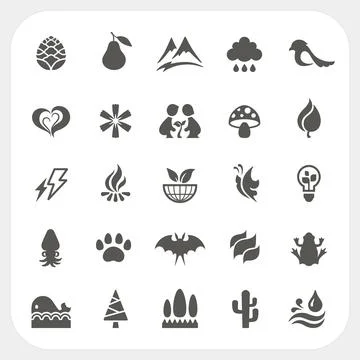 Nature icons set Stock Illustration