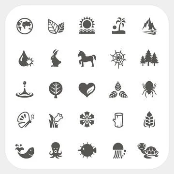 Nature icons set Stock Illustration