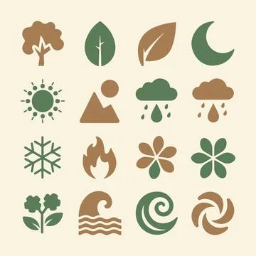 Nature Icons Set Stock Illustration