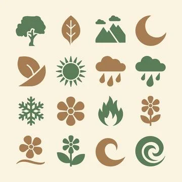 Nature Icons Set Stock Illustration
