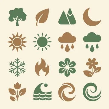 Nature Icons Set Stock Illustration