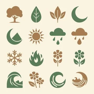 Nature Icons Set Stock Illustration