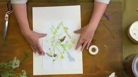 Nature-inspired flower print displayed in cozy interior with soft lighting, rust Видео 311753674