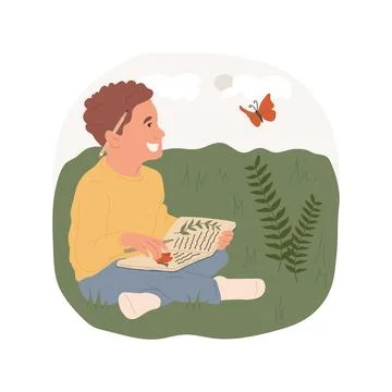 Nature journaling isolated cartoon vector illustration. Ilustración de archivo