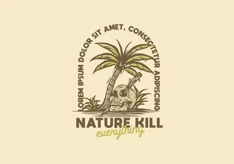 Nature kill everything skull illustration drawing Stock Illustration