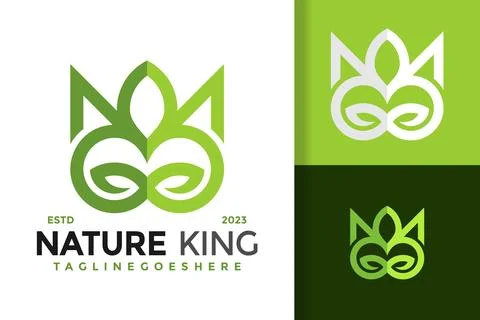Nature King Leaf logo design vector symbol icon illustration Stock Illustration