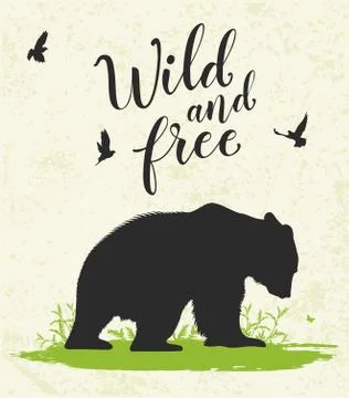 Nature landscape with bear Stock Illustration