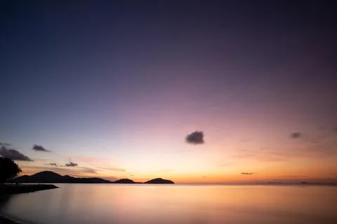 Nature landscape beautiful Light Sunset or sunrise over sea,Colorful clouds.. Stock Photos