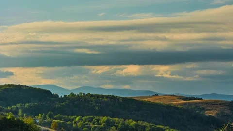Nature landscape  clouds rolling over hills and mountains time-lapse 스톡 동영상 285043129