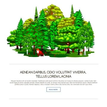 Nature landscape design elements isolated with green trees, grass bush and .. Stock Illustration