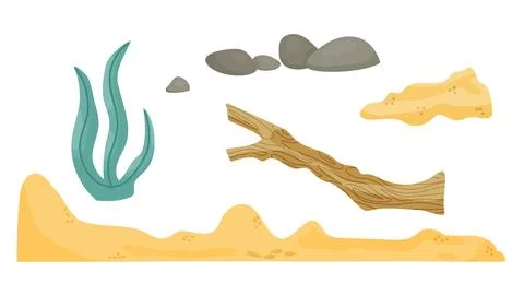 Nature landscape elements. Vector cartoon set. Stock Illustration