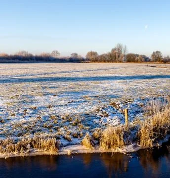 Nature Landscape in Extremely Cold Winter Weather Stock Photos