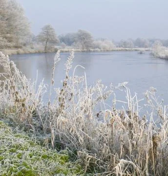 Nature Landscape in Extremely Cold Winter Weather Stock Photos
