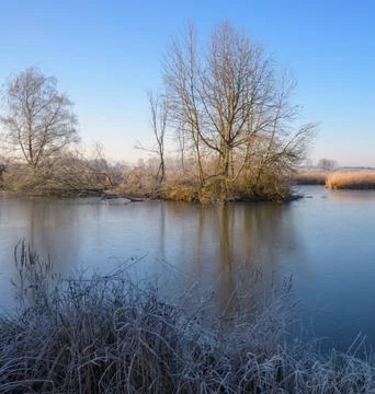 Nature Landscape in Extremely Cold Winter Weather Stock Photos