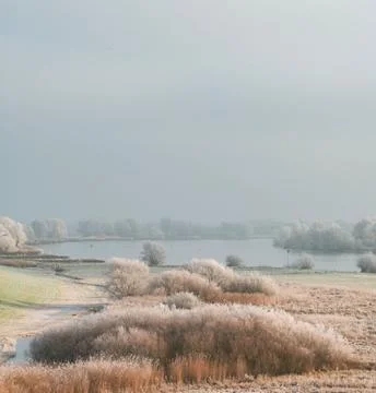 Nature Landscape in Extremely Cold Winter Weather Stock Photos